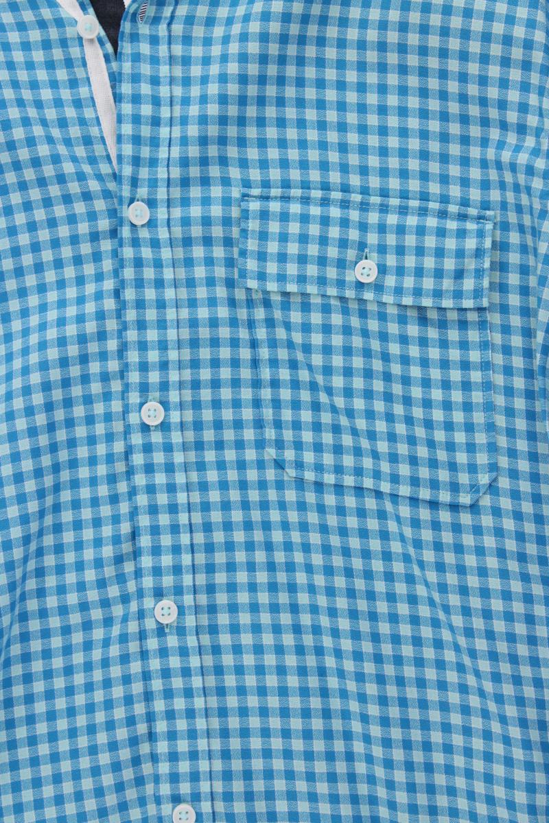 s.Oliver Karohemd für Herren Gr. L kariert Kurzarm blau aus Baumwolle