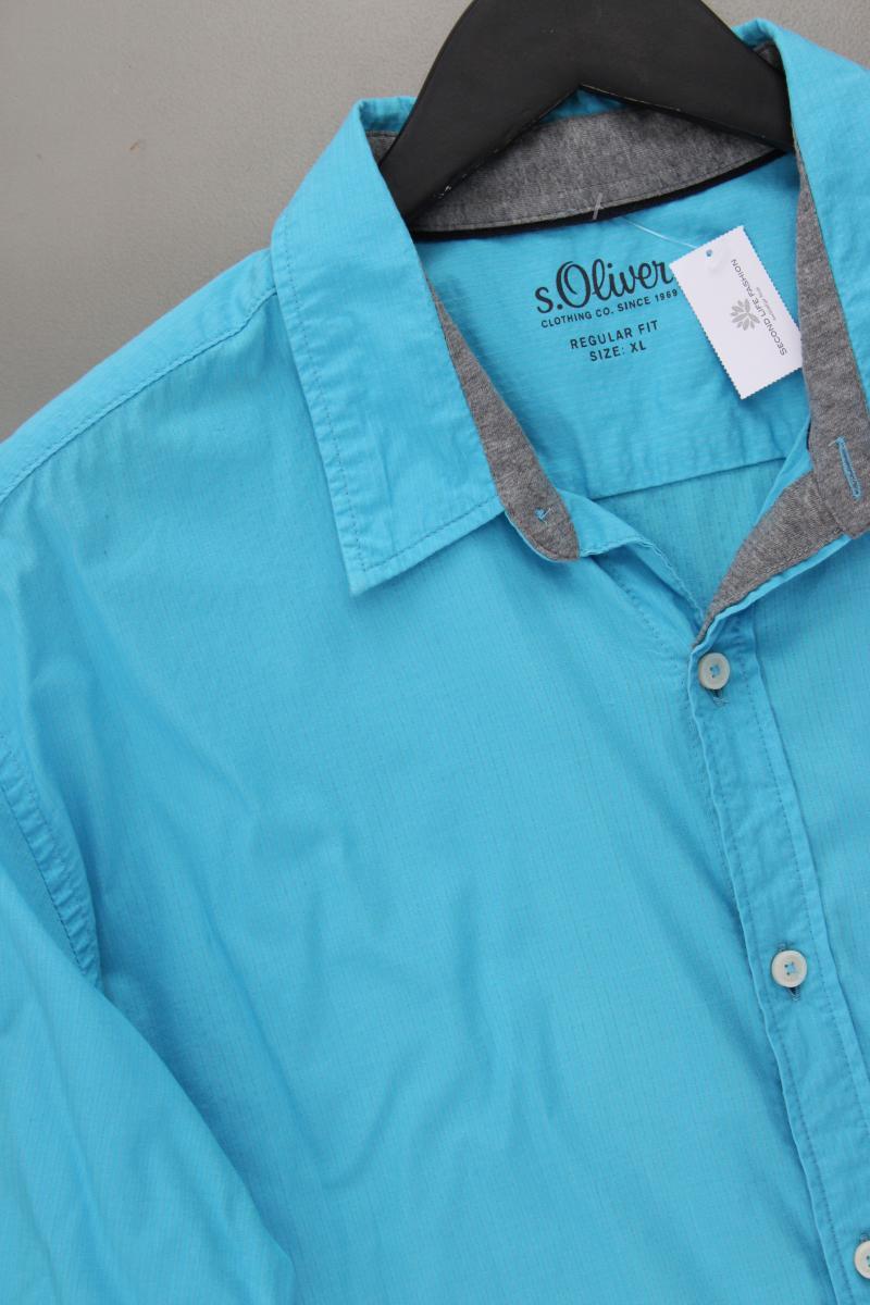 s.Oliver Kurzarmhemd für Herren Gr. XL türkis aus Baumwolle