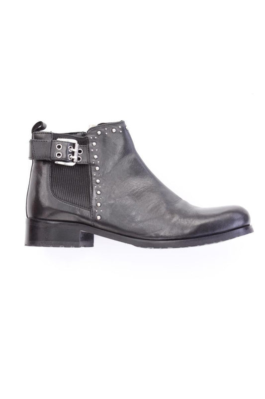 sheego Stiefeletten Gr. 40 mit Nieten schwarz aus Leder