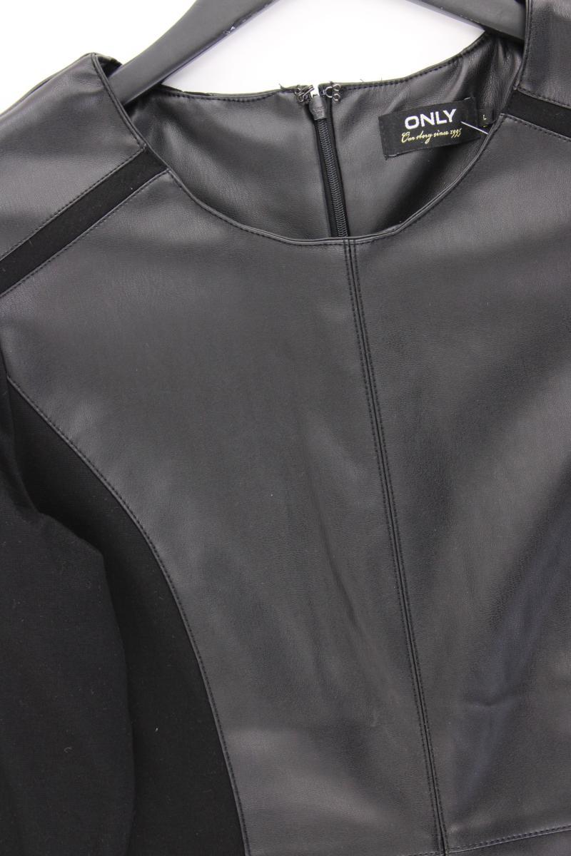 Only Kunstlederkleid Gr. L Langarm schwarz aus Polyester