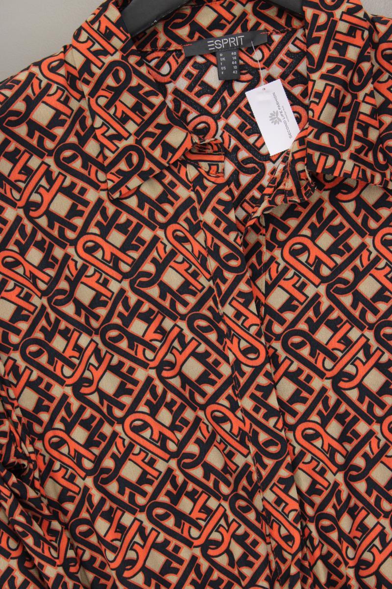 Esprit Maxikleid Gr. 40 geometrisches Muster 3/4 Ärmel orange aus Viskose