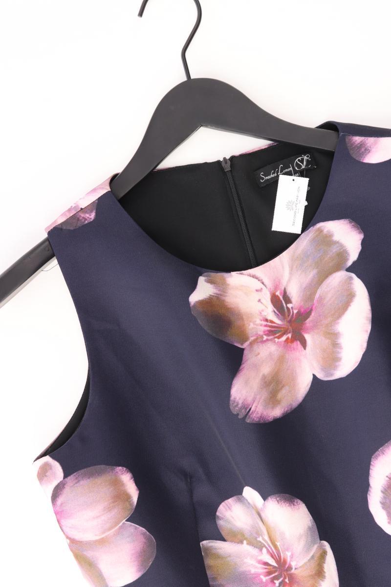 Smashed Lemons Etuikleid Gr. 40 mit Blumenmuster Ärmellos blau aus Polyester