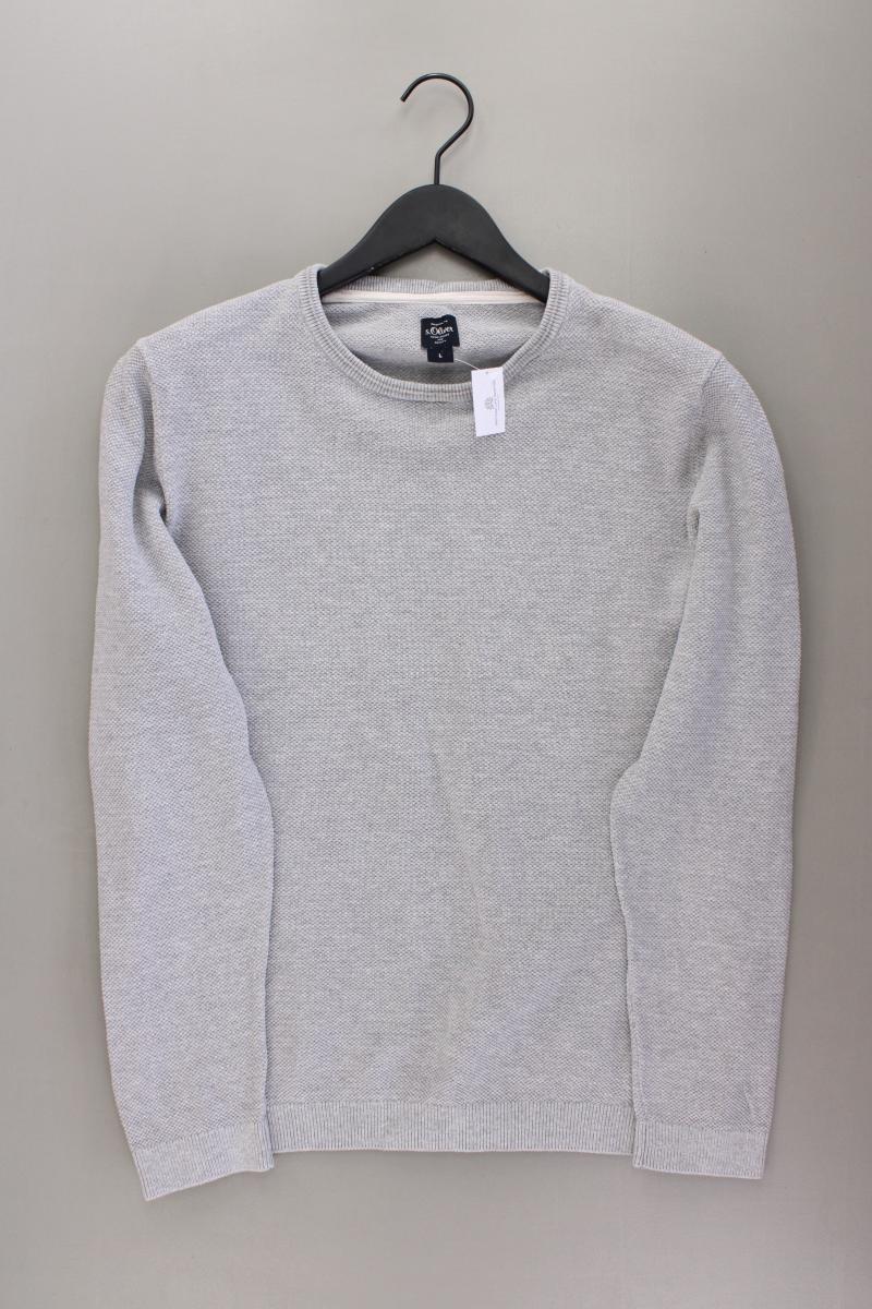 s.Oliver Feinstrickpullover für Herren Gr. L grau aus Baumwolle