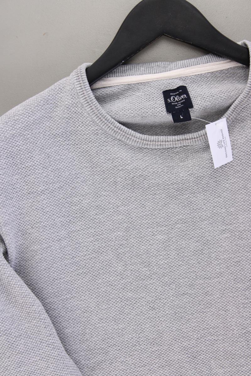 s.Oliver Feinstrickpullover für Herren Gr. L grau aus Baumwolle