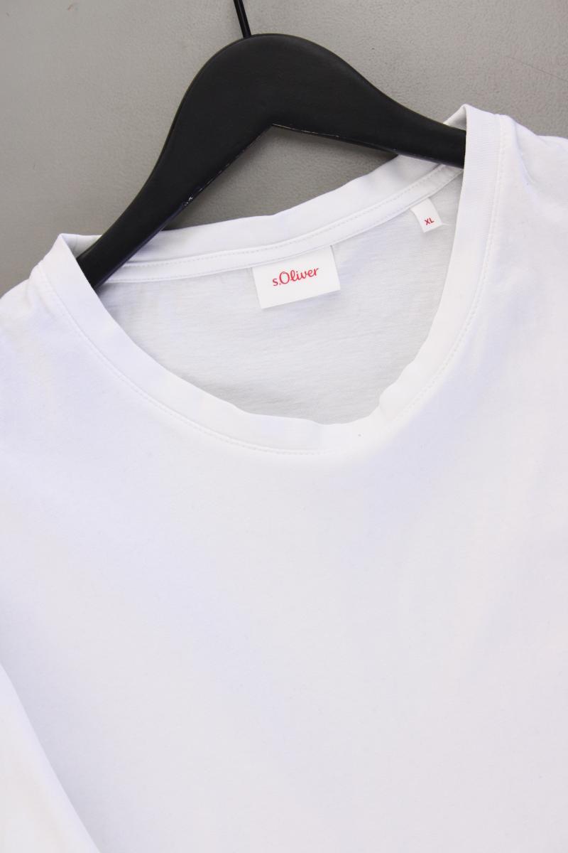 s.Oliver T-Shirt für Herren Gr. XL Kurzarm weiß aus Baumwolle