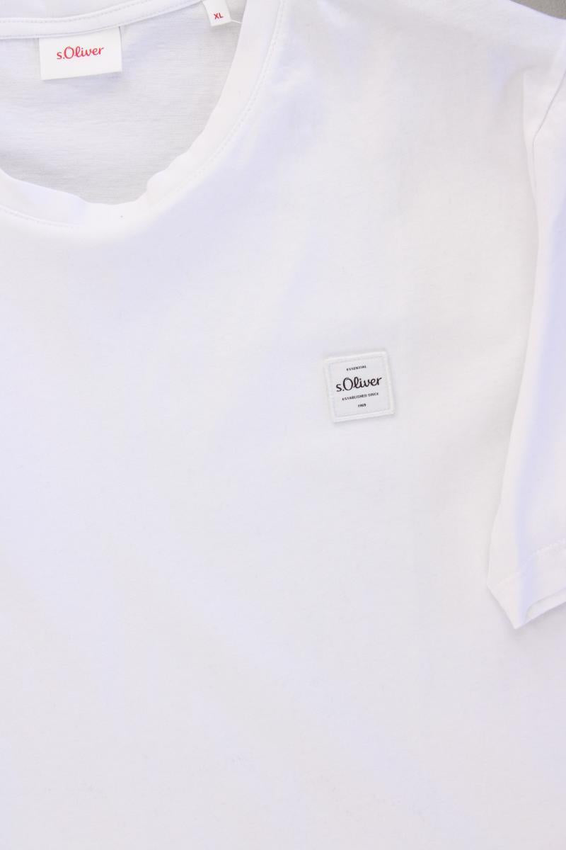s.Oliver T-Shirt für Herren Gr. XL Kurzarm weiß aus Baumwolle