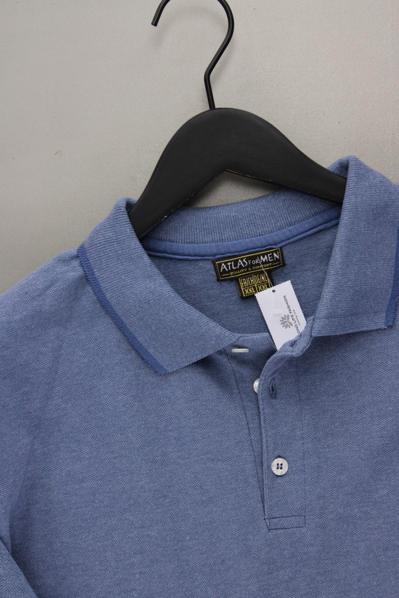 Atlas for Men Poloshirt für Herren Gr. XXL neuwertig Kurzarm blau aus Baumwolle
