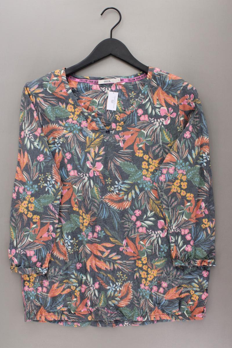 Cecil Printshirt Gr. L mit Blumenmuster 3/4 Ärmel mehrfarbig aus Polyester