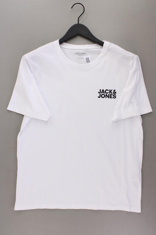 Jack & Jones T-Shirt für Herren Gr. L neuwertig Kurzarm weiß aus Baumwolle