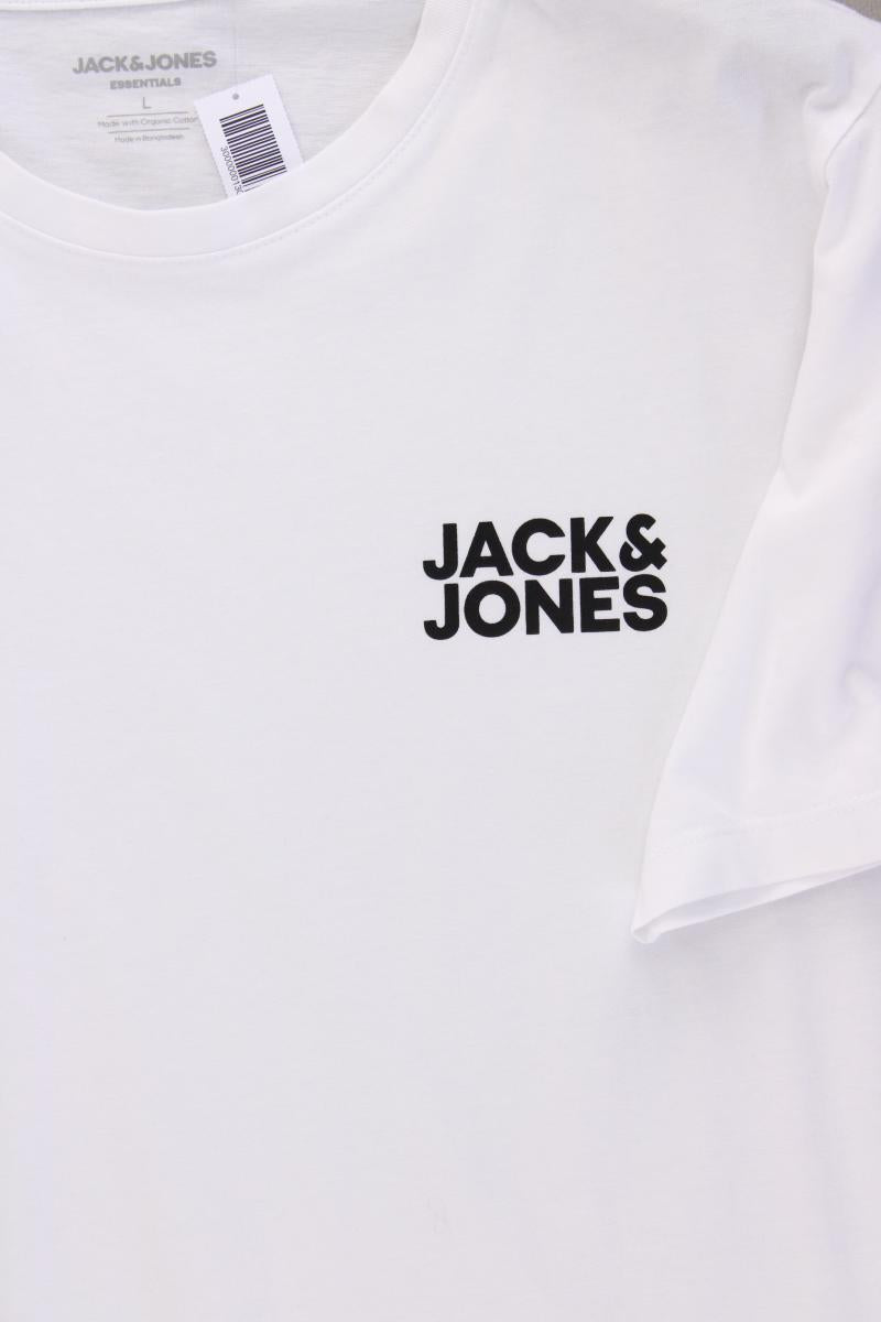 Jack & Jones T-Shirt für Herren Gr. L neuwertig Kurzarm weiß aus Baumwolle