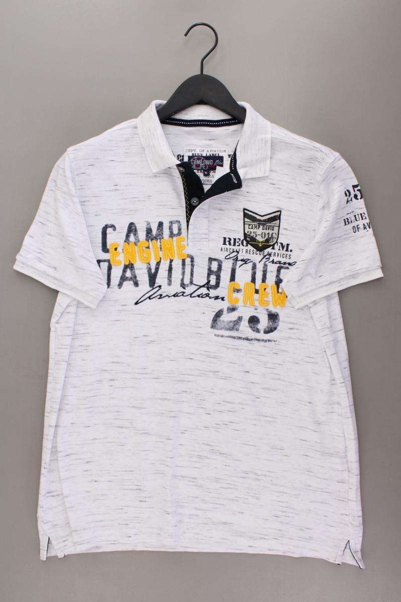 Camp David Poloshirt für Herren Gr. XL Kurzarm grau aus Baumwolle