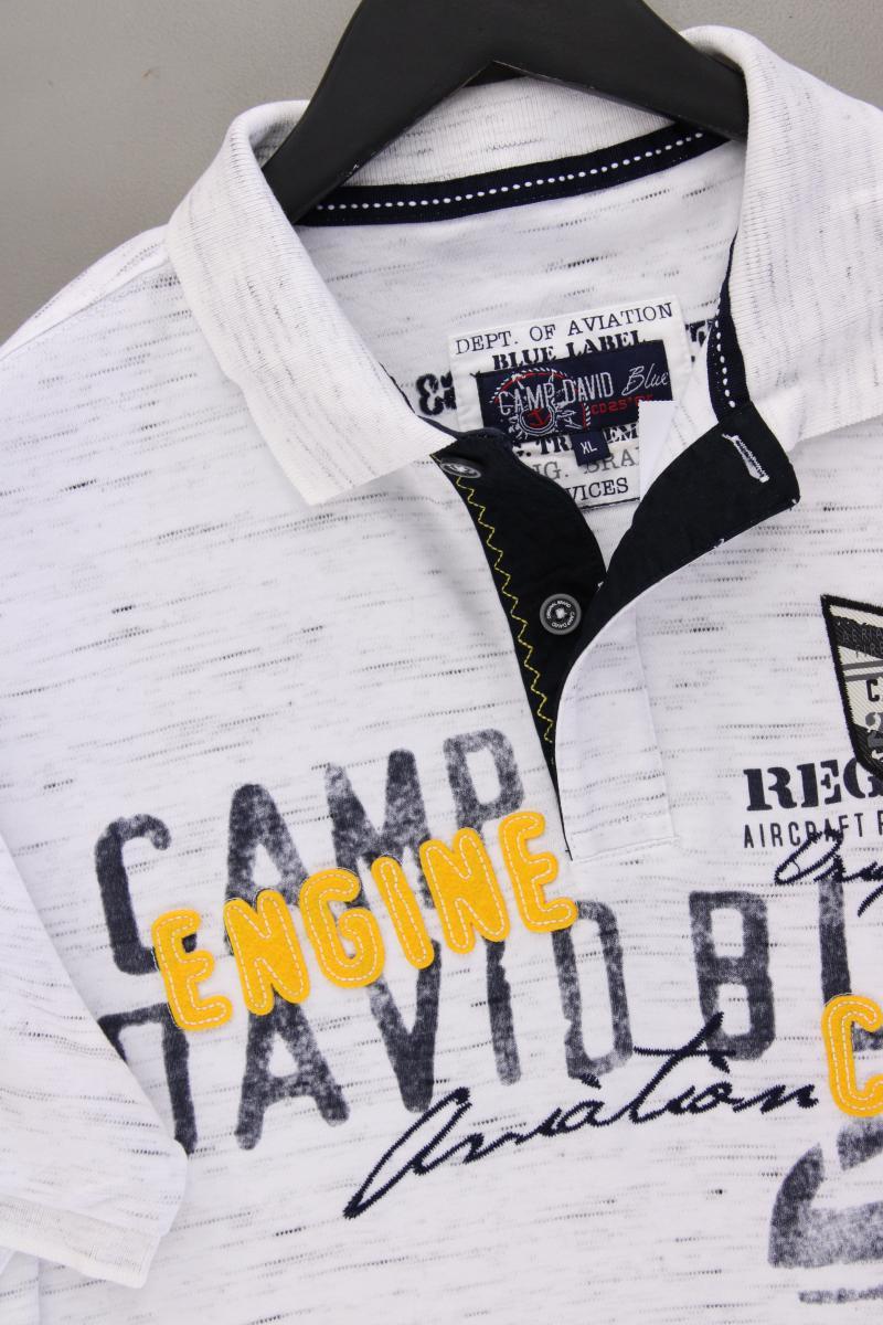 Camp David Poloshirt für Herren Gr. XL Kurzarm grau aus Baumwolle