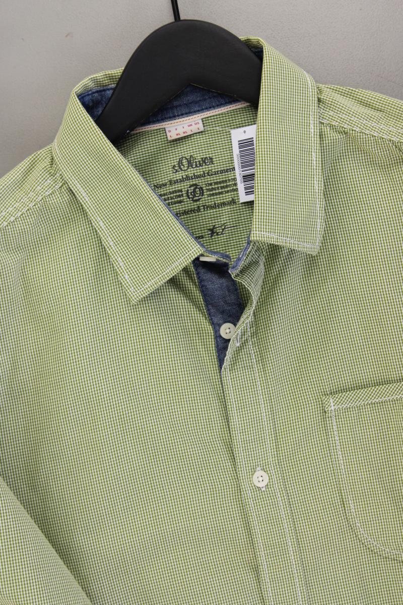 s.Oliver Karohemd für Herren Gr. L kariert Langarm grün aus Baumwolle
