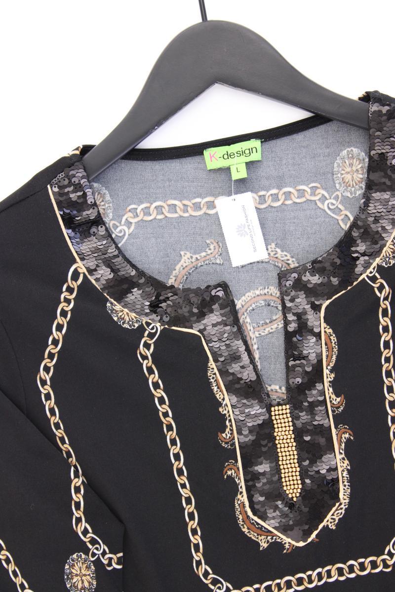 K Design Longsleeve-Shirt Gr. L neuwertig Langarm schwarz aus Polyester