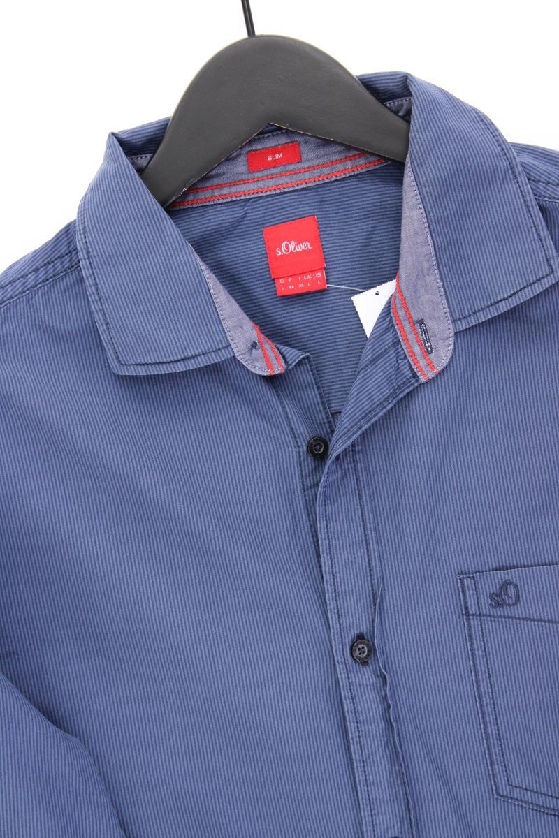 s.Oliver Langarmhemd für Herren Gr. L blau aus Baumwolle