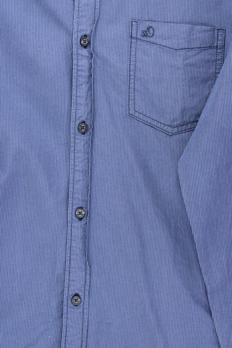 s.Oliver Langarmhemd für Herren Gr. L blau aus Baumwolle