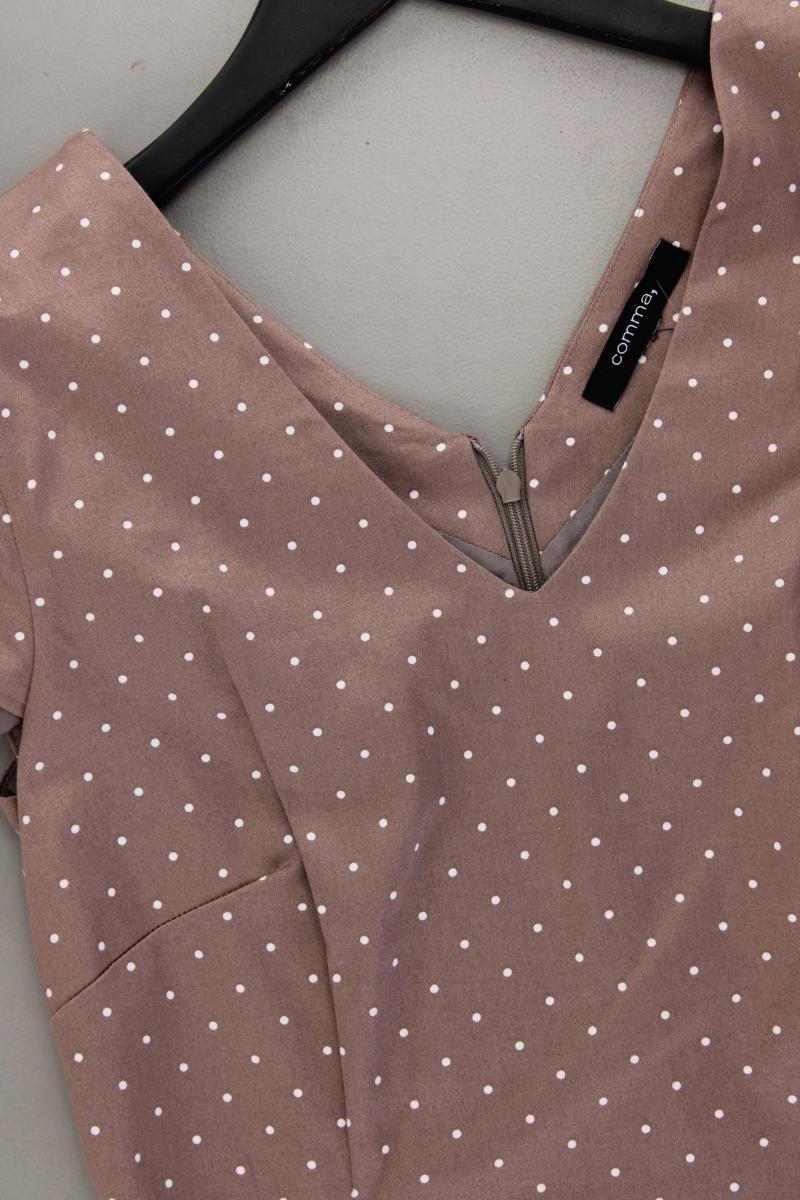 comma, Bleistiftkleid Gr. 36 gepunktet Kurzarm braun aus Baumwolle