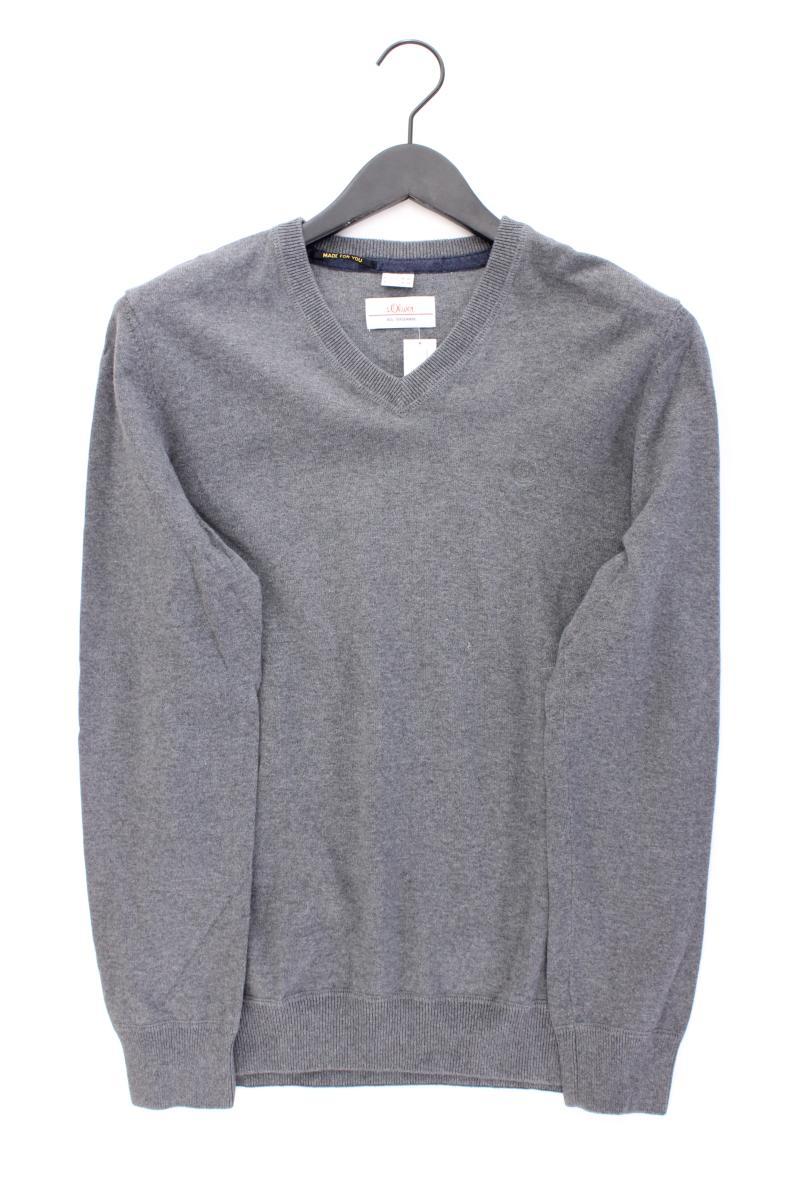 s.Oliver Feinstrickpullover für Herren Gr. M grau aus Baumwolle