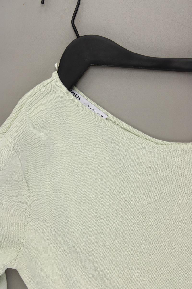 Zara One-Shoulder-Shirt Gr. L Langarm grün aus Viskose