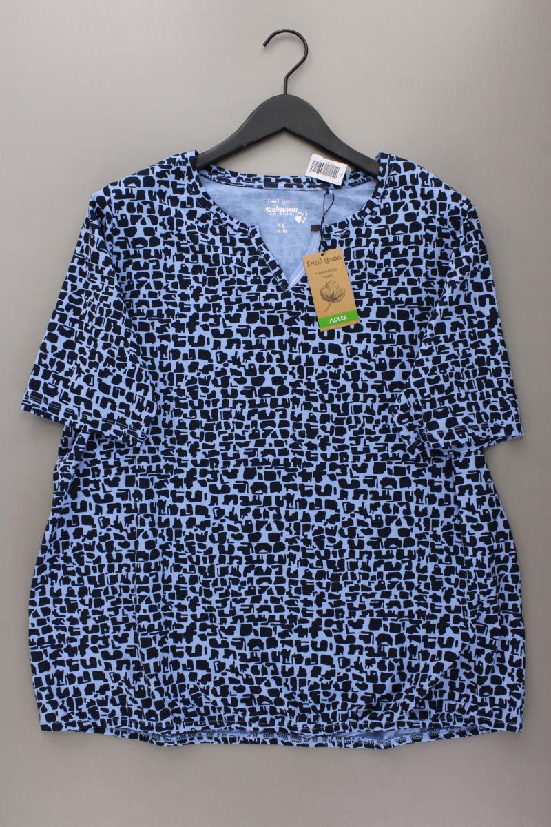 Steilmann Printshirt Gr. 48/50 neu mit Etikett Kurzarm blau aus Baumwolle