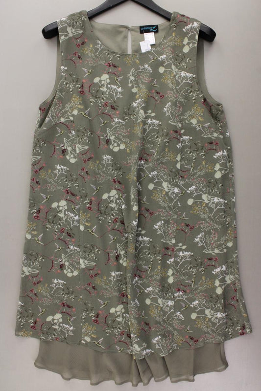 Création L. Chiffonkleid Gr. 44 mit Blumenmuster neuwertig Ärmellos olivgrün