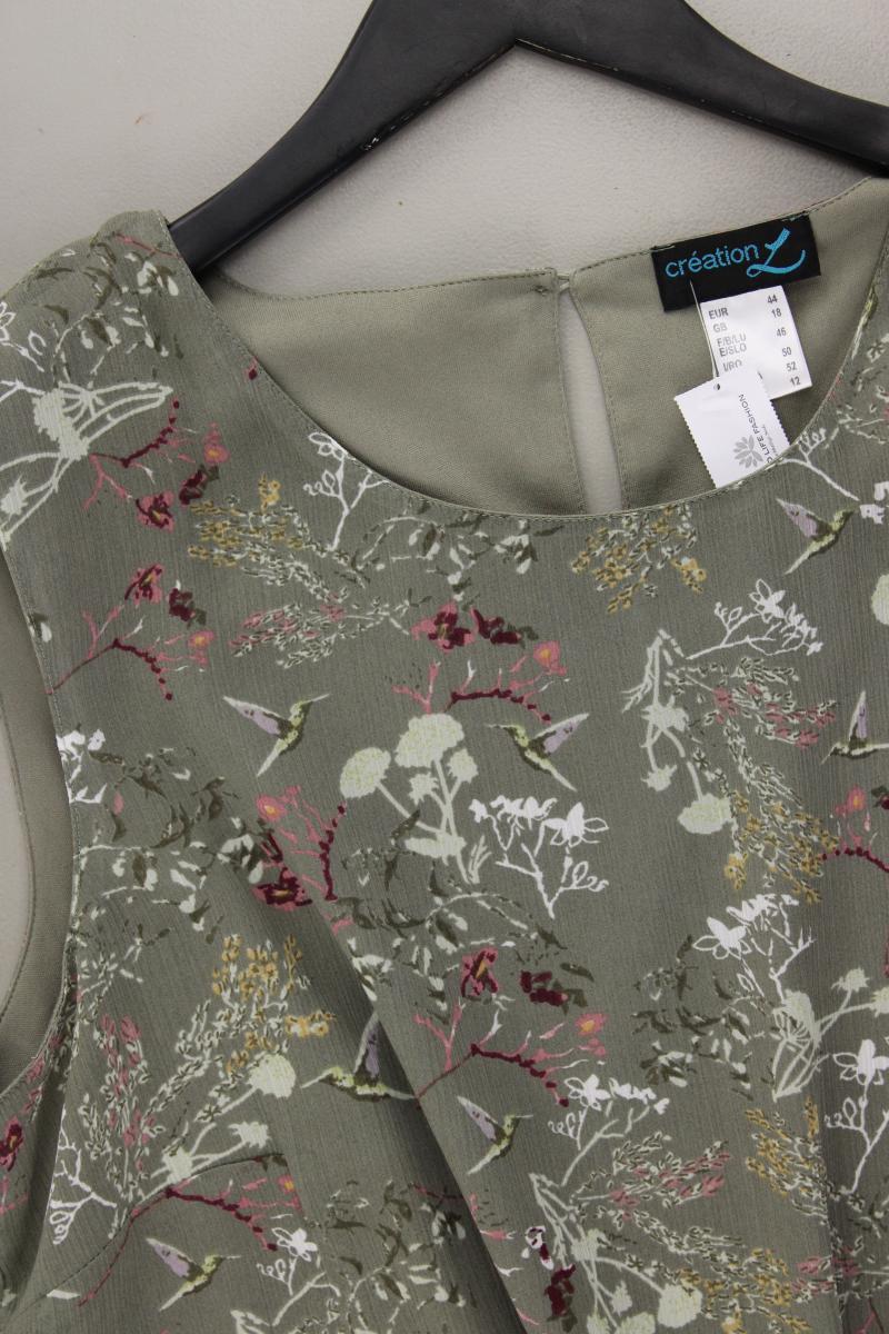 Création L. Chiffonkleid Gr. 44 mit Blumenmuster neuwertig Ärmellos olivgrün