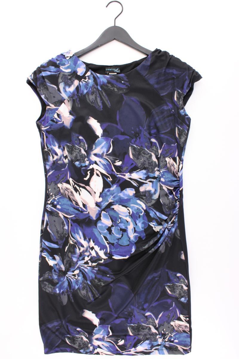 Création L. Etuikleid Gr. 40 mit Blumenmuster Kurzarm schwarz aus Polyester