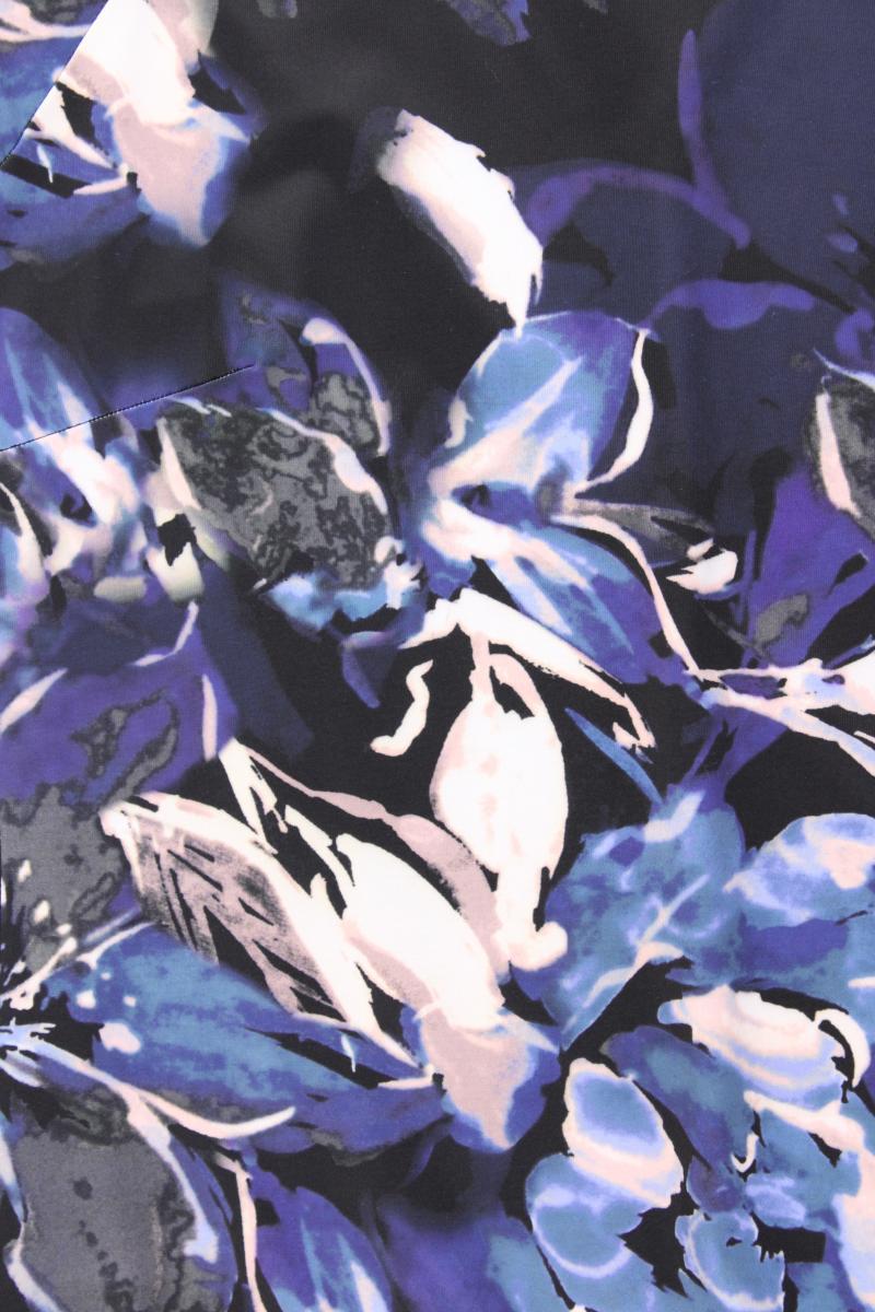 Création L. Etuikleid Gr. 40 mit Blumenmuster Kurzarm schwarz aus Polyester
