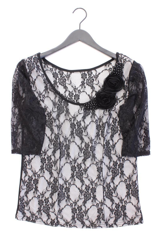 Ashley Brooke Shirt mit Spitze Gr. 42 Kurzarm schwarz aus Viskose
