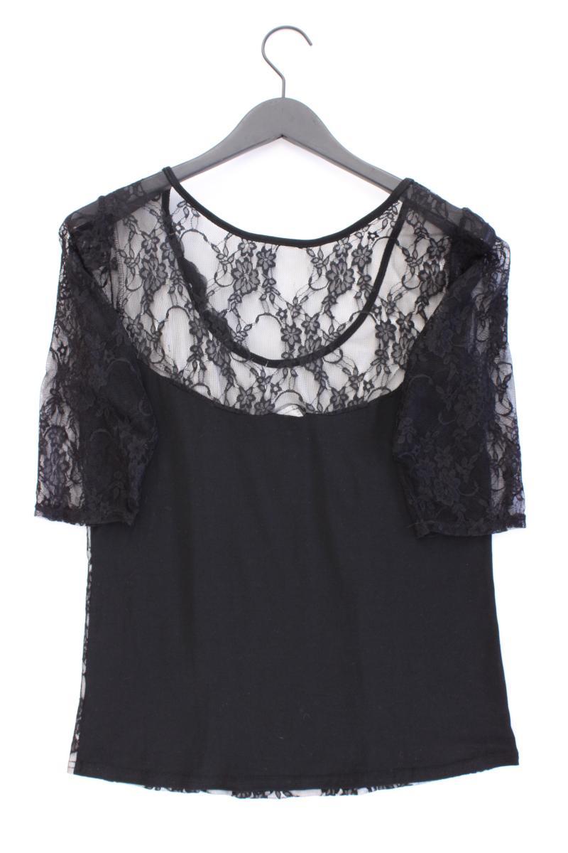 Ashley Brooke Shirt mit Spitze Gr. 42 Kurzarm schwarz aus Viskose