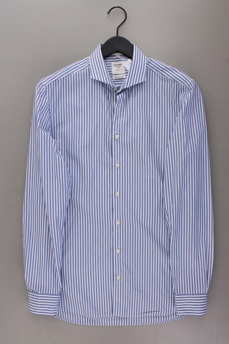 Olymp Langarmhemd für Herren Gr. Hemdgröße 40 gestreift blau aus Baumwolle