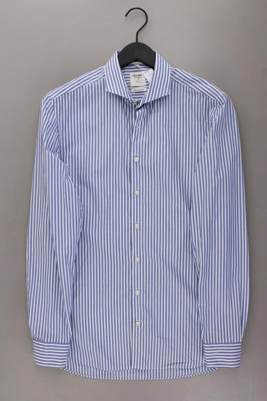 Olymp Langarmhemd für Herren Gr. Hemdgröße 40 gestreift blau aus Baumwolle