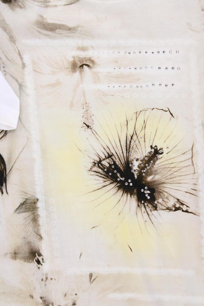 MARK ADAM Printshirt Gr. 38 Kurzarm weiß aus Baumwolle