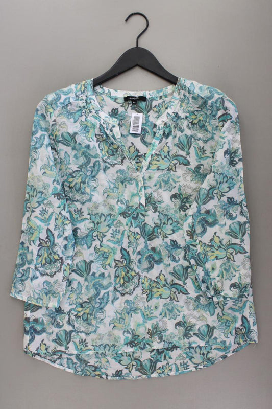 Bonita Classic Bluse Gr. 40 mit Blumenmuster 3/4 Ärmel blau aus Baumwolle