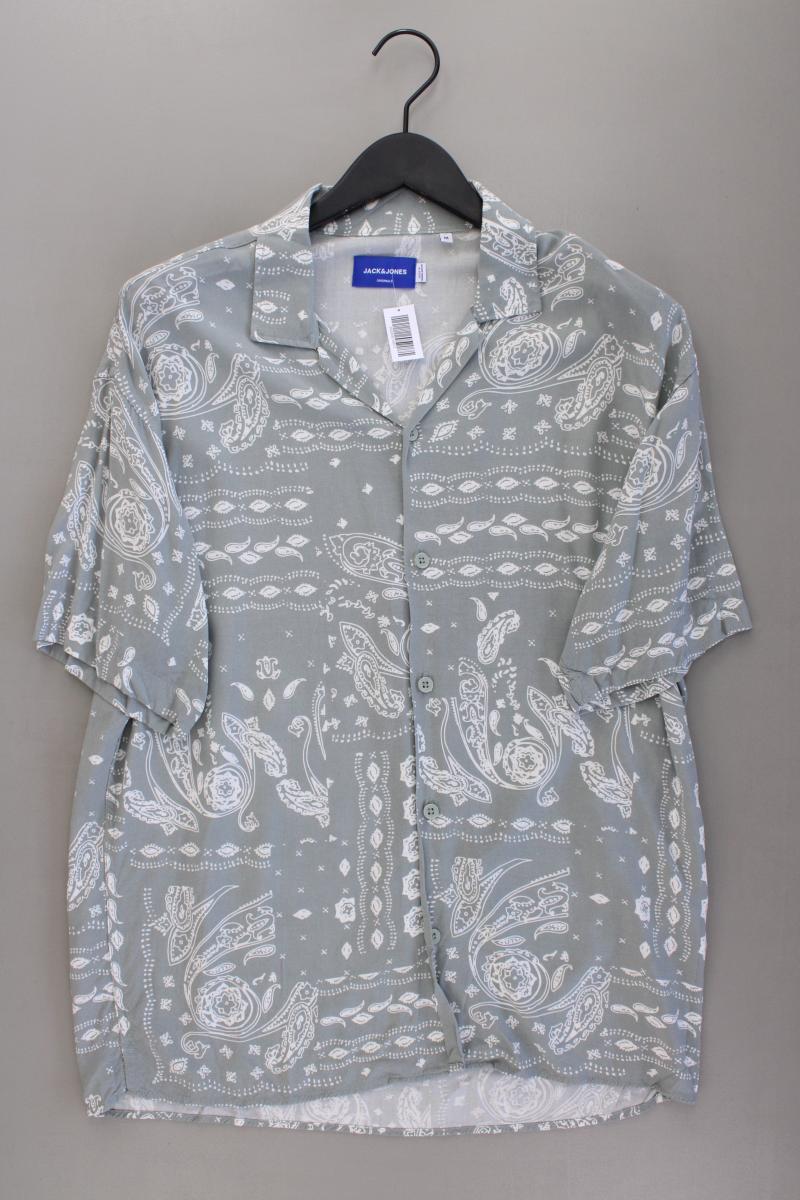 Jack & Jones Kurzarmhemd für Herren Gr. M mit Paisleymuster blau aus Viskose