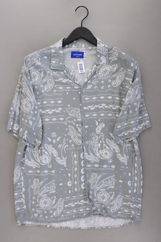 Jack & Jones Kurzarmhemd für Herren Gr. M mit Paisleymuster blau aus Viskose