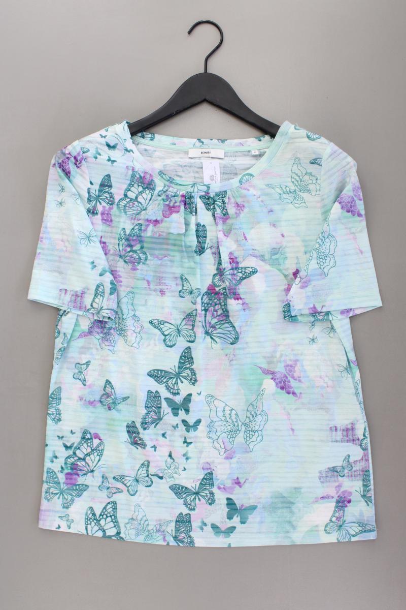 Bonita Shirt mit Schmetterlingmuster Gr. M Kurzarm türkis aus Polyester