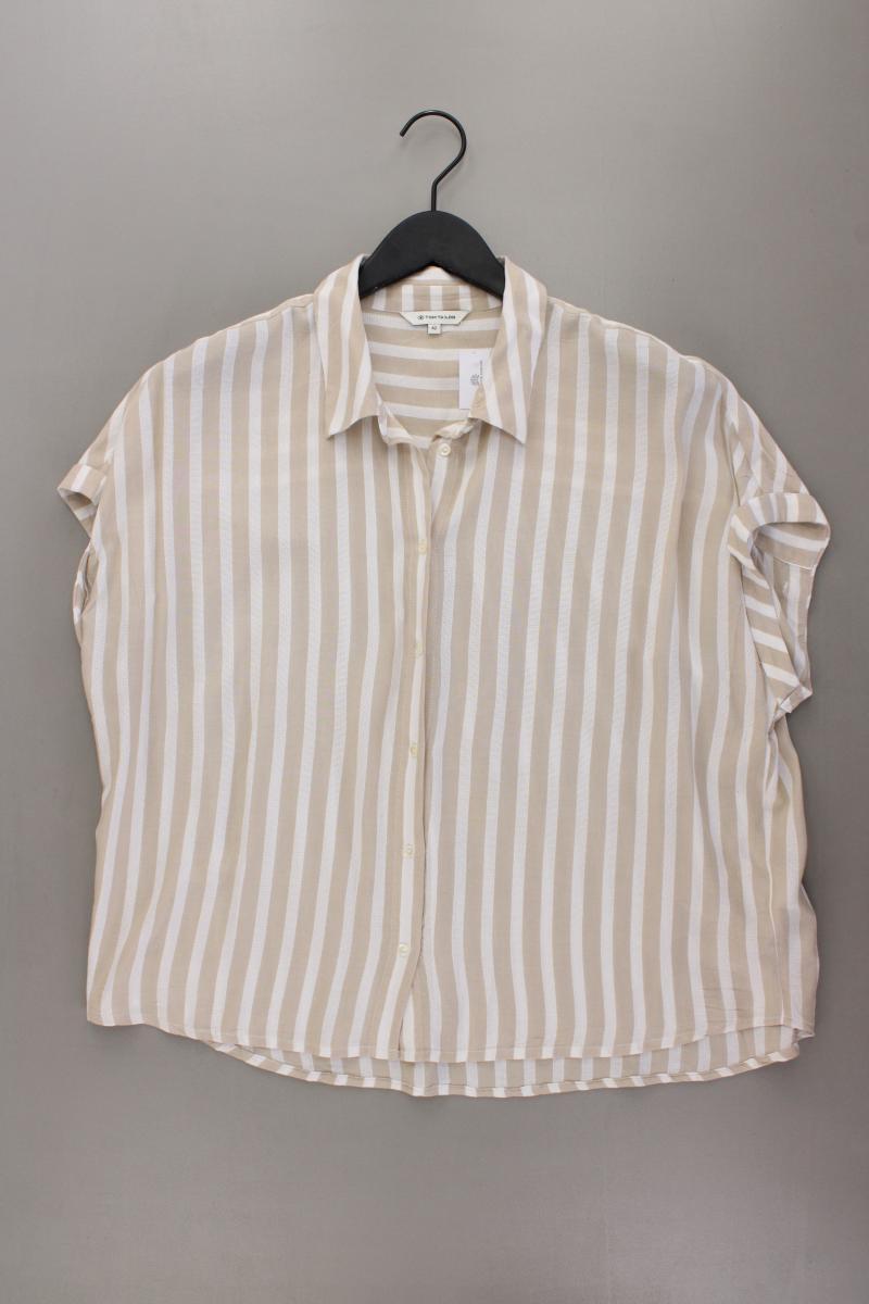 Tom Tailor Kurzarmbluse Gr. 42 gestreift creme aus Viskose