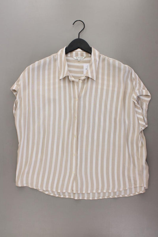 Tom Tailor Kurzarmbluse Gr. 42 gestreift creme aus Viskose