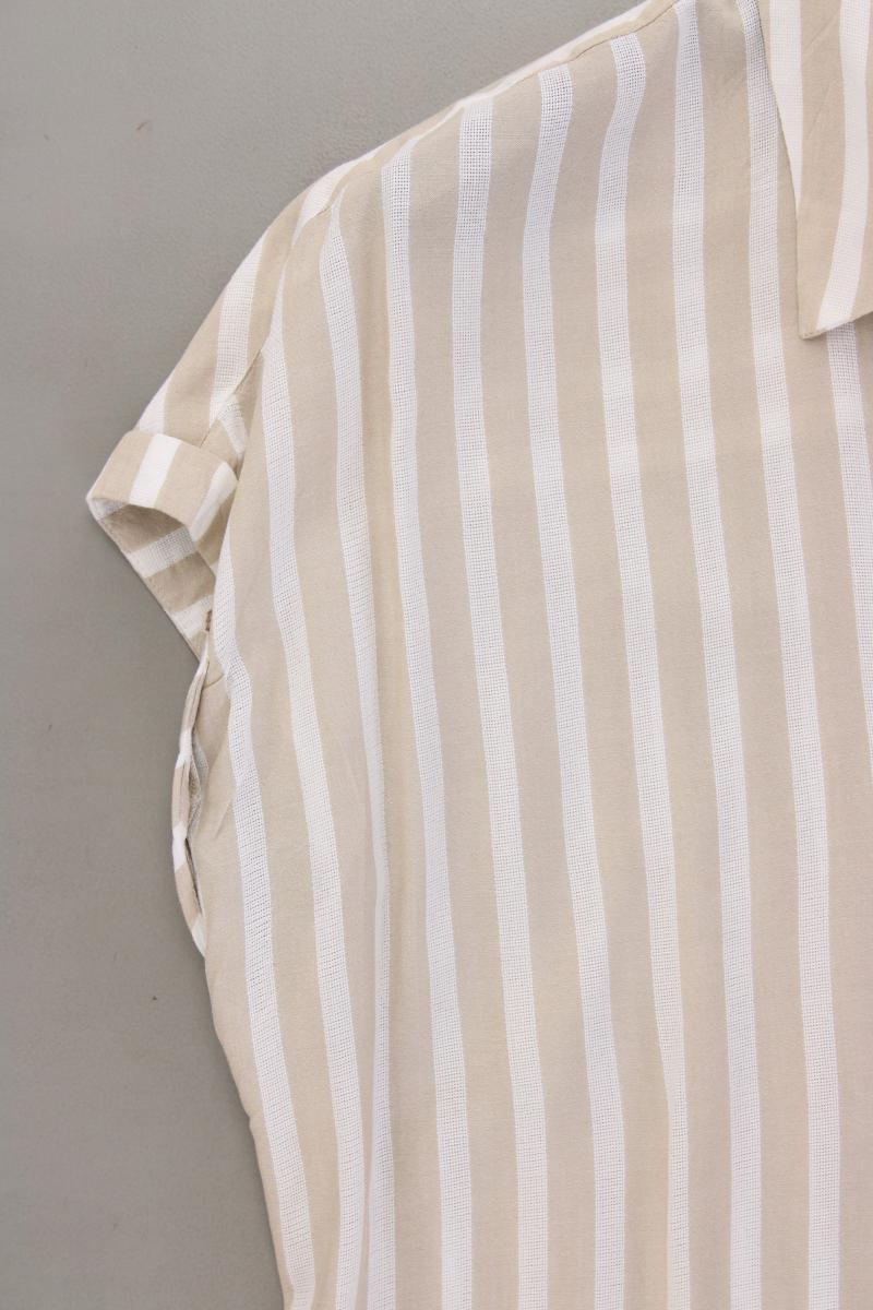 Tom Tailor Kurzarmbluse Gr. 42 gestreift creme aus Viskose