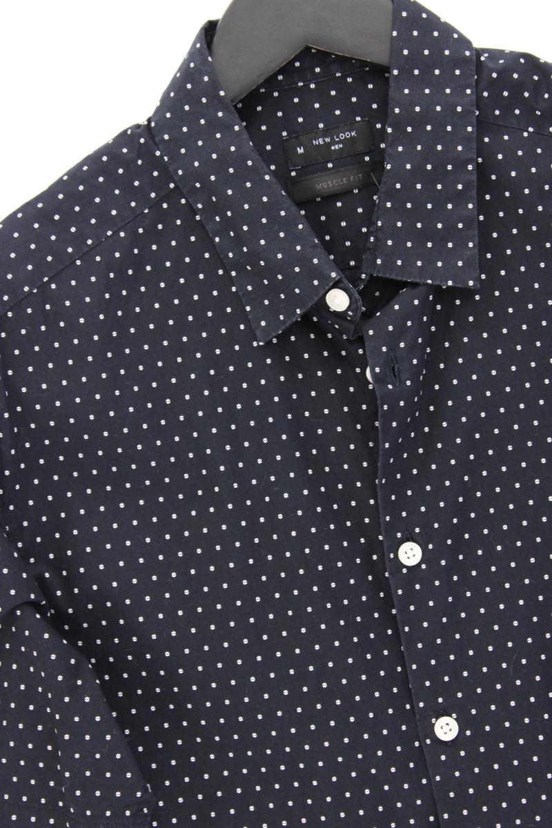 New Look Kurzarmhemd für Herren Gr. M gepunktet blau aus Baumwolle