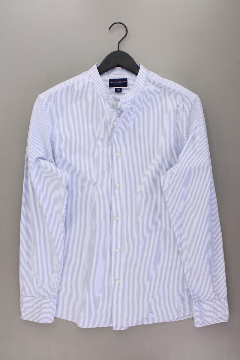 CHARLES TYRWHITT Langarmhemd für Herren Gr. M gestreift blau aus Baumwolle