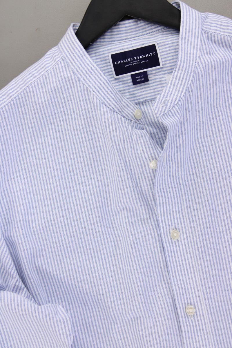 CHARLES TYRWHITT Langarmhemd für Herren Gr. M gestreift blau aus Baumwolle