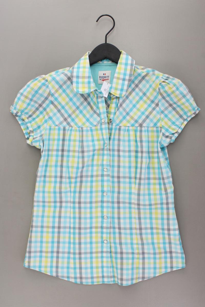 PECKOTT Karobluse Gr. M kariert Kurzarm blau aus Baumwolle