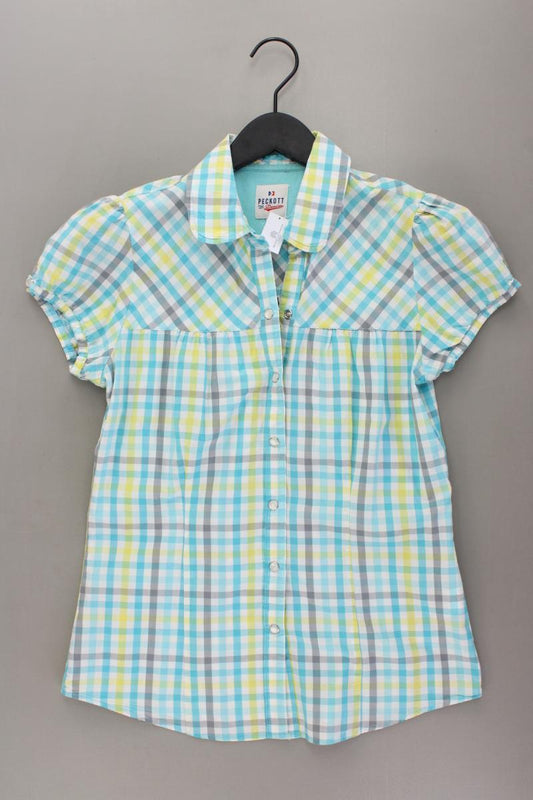 PECKOTT Karobluse Gr. M kariert Kurzarm blau aus Baumwolle