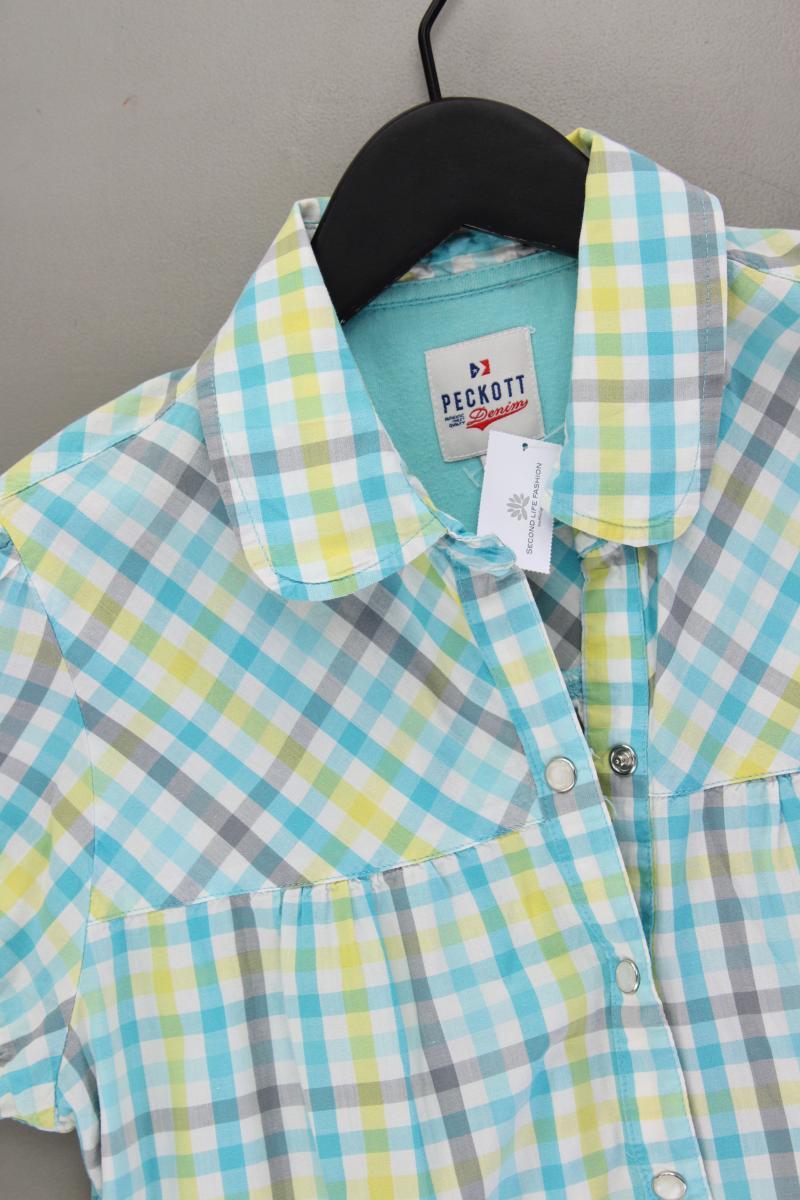 PECKOTT Karobluse Gr. M kariert Kurzarm blau aus Baumwolle