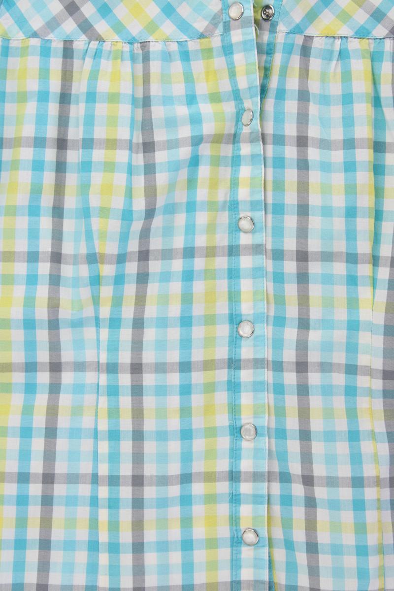 PECKOTT Karobluse Gr. M kariert Kurzarm blau aus Baumwolle