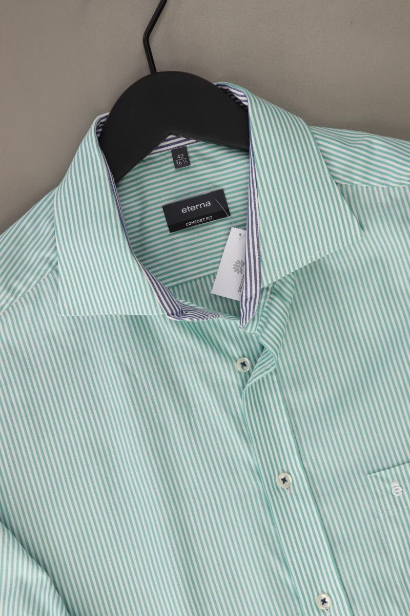 Eterna Kurzarmhemd für Herren Gr. Hemdgröße 42 gestreift grün