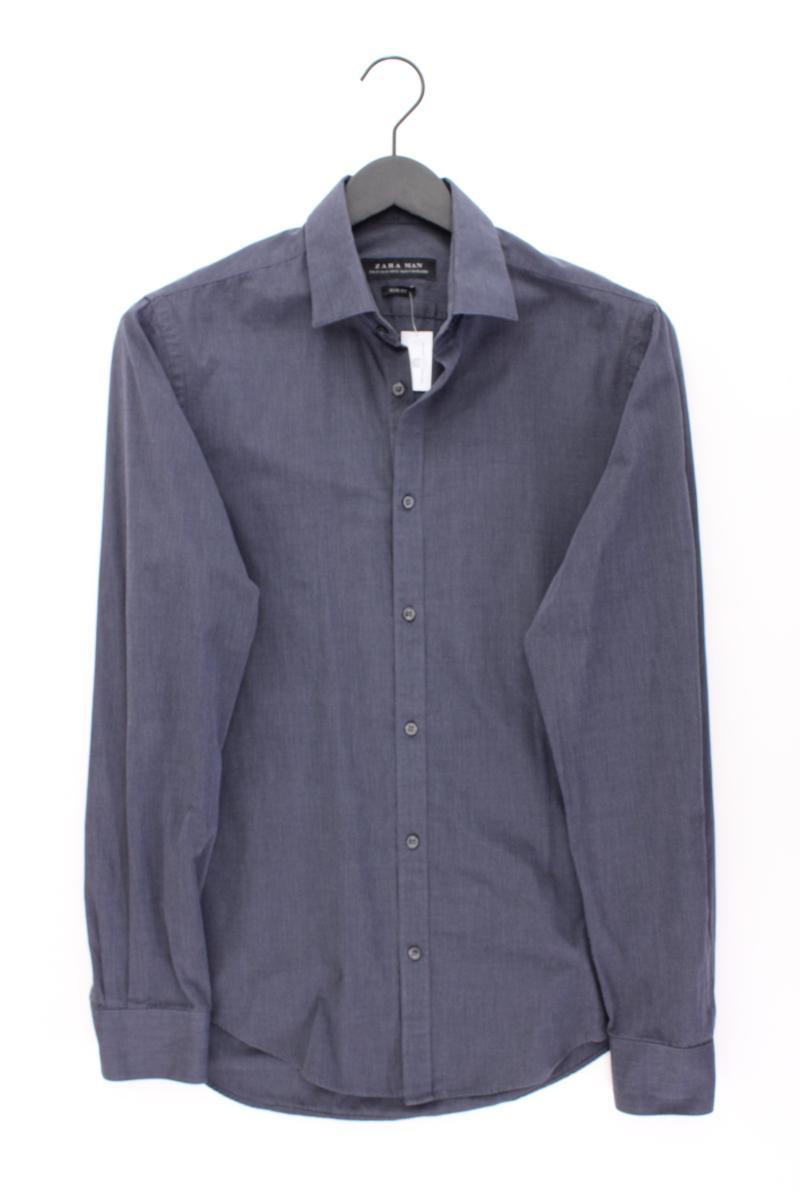 Zara Langarmhemd für Herren Gr. M blau