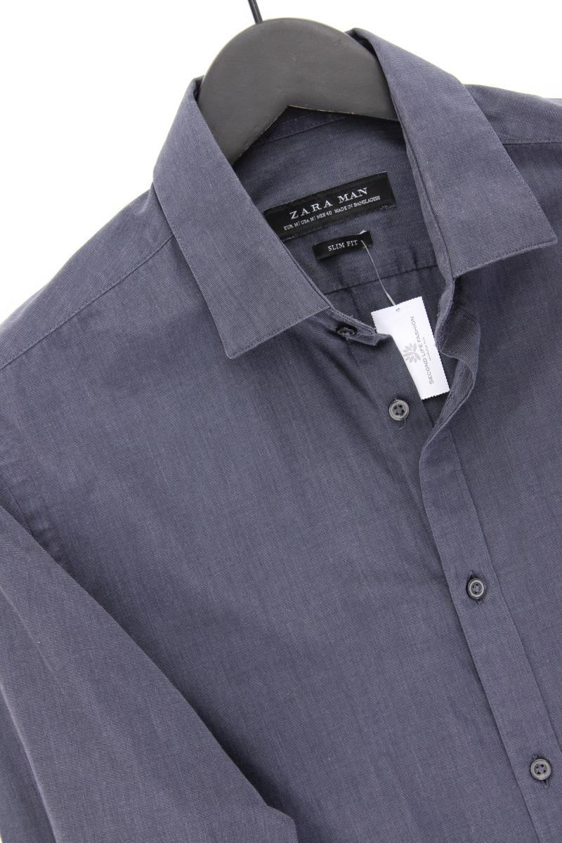 Zara Langarmhemd für Herren Gr. M blau